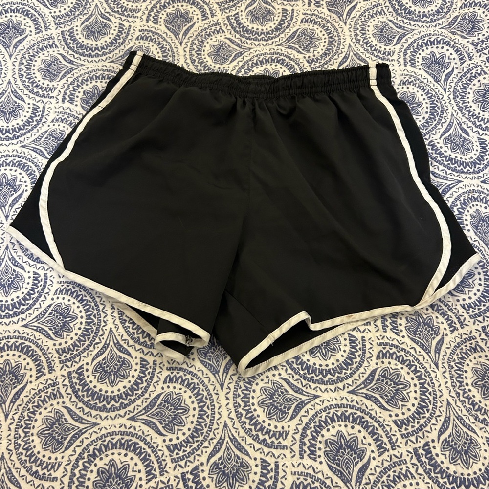 Nike Black and White Athletic Shorts with Dolphin Hem